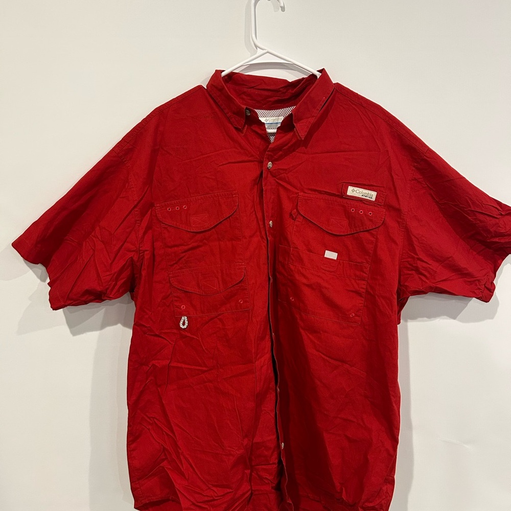 Columbia Vibrant Red Button-Up Shirt